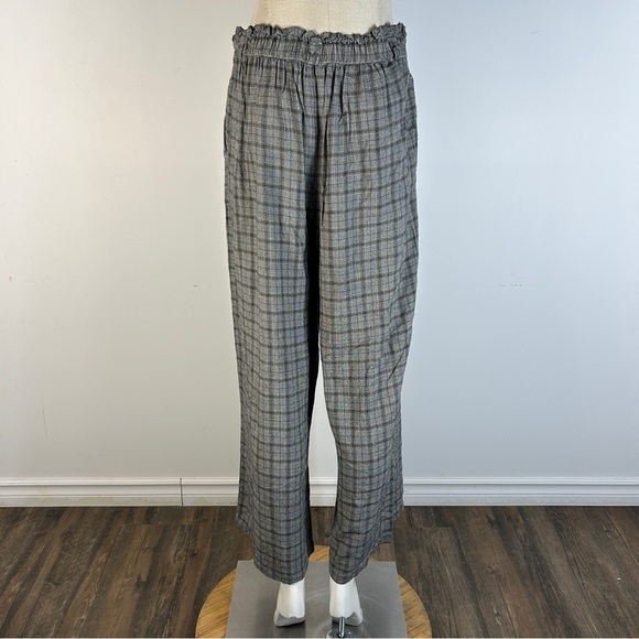 ❤️ American Eagle Outfitters Women's Gray Plaid Wide Leg Pants L - Picture 3 of 9